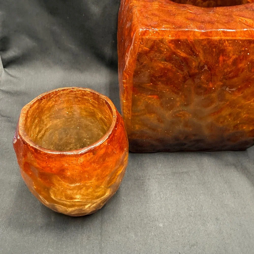 Manor Hill Sierra Copper 3 Pc Bathroom Set Tissue Box Cover Soap Pump Tumbler